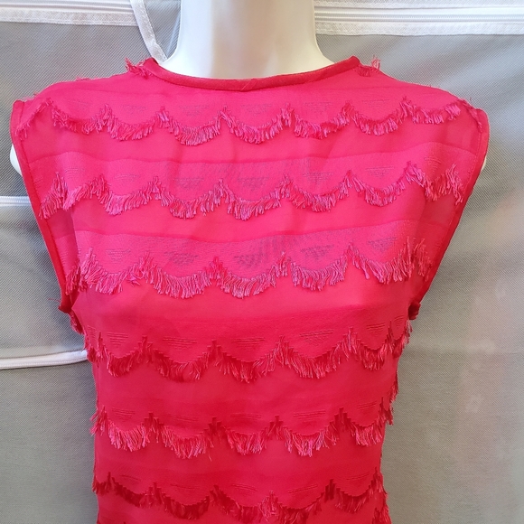 60s Vintage Hand Sewn Red Eyelash Fringe 2 Piece Pencil Skirt Suit - Picture 10 of 16